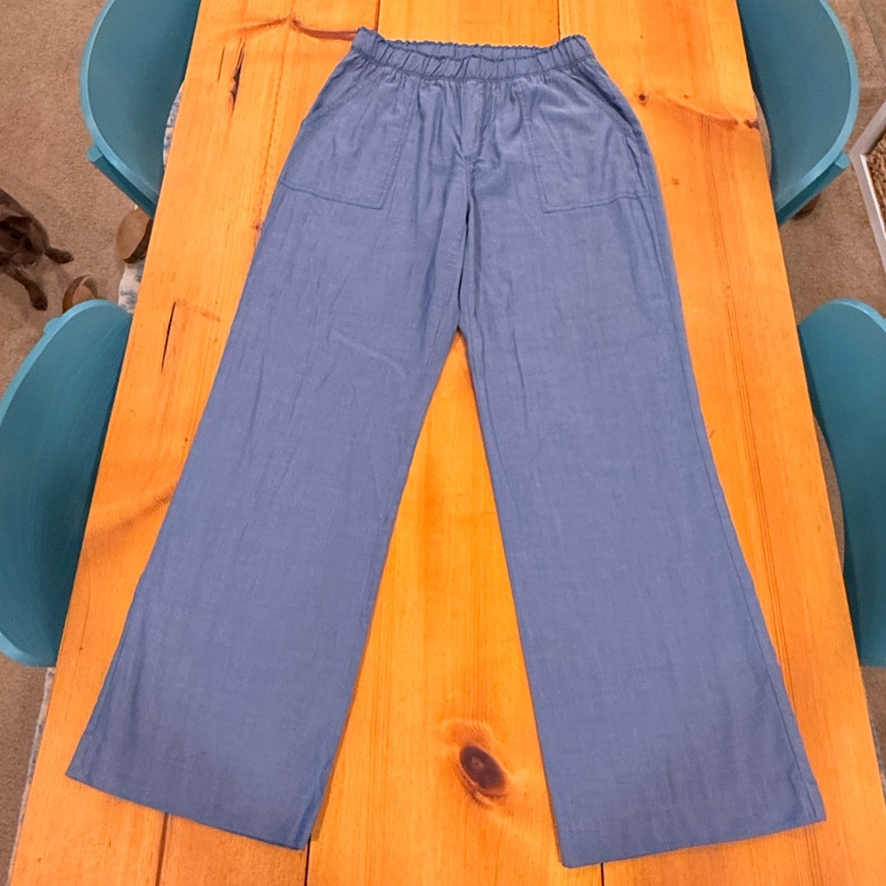 Casual Blue Wide-Leg Pants lightweight summer